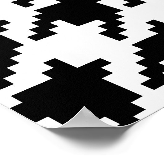 Houndstooth Check Patroon met 8 bits Pixel Poster (Hoek)