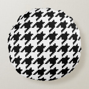 Houndstooth Check Patroon met 8 bits Pixel Rond Kussen