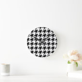 Houndstooth Check Patroon met 8 bits Pixel Ronde Klok (Huis)