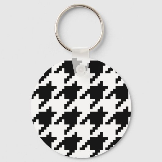 Houndstooth Check Patroon met 8 bits Pixel Sleutelhanger (Voorkant)