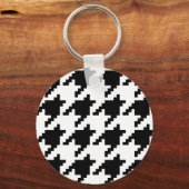 Houndstooth Check Patroon met 8 bits Pixel Sleutelhanger (Voorkant)