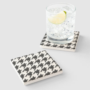 Houndstooth Check Patroon met 8 bits Pixel Stenen Onderzetter
