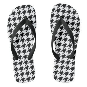 Houndstooth Check Patroon met 8 bits Pixel Teenslippers