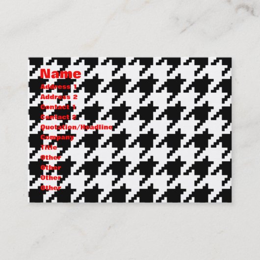 Houndstooth Check Patroon met 8 bits Pixel Visitekaartje (Voorkant)