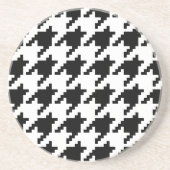 Houndstooth Check Patroon met 8 bits Pixel Zandsteen Onderzetter (Voorkant)
