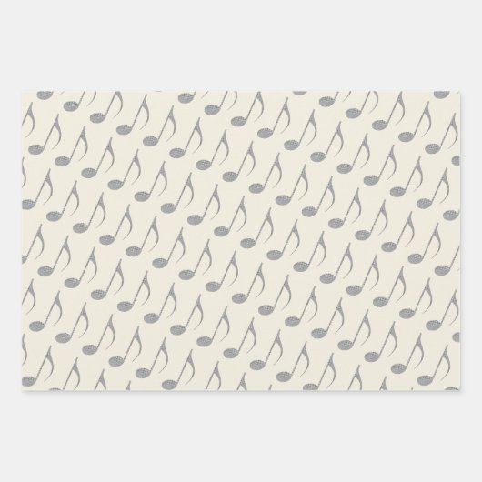 Houndstooth Chic Musical Notes Patroon Inpakpapier Vel (Voorkant 2)
