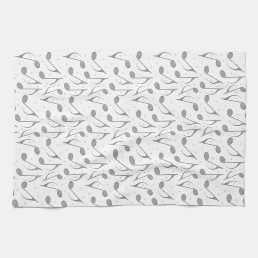 Houndstooth Chic Musical Notes Patroon Theedoek (Horizontaal)