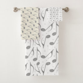 Houndstooth Chic Muzieknote Patroon Bad Handdoek