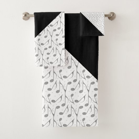 Houndstooth Chic Muzieknote Patroon Bad Handdoek (Insitu)