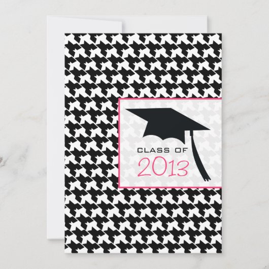 Houndstooth Class of 2013 Afstuderen Invitation Kaart (Voorkant)