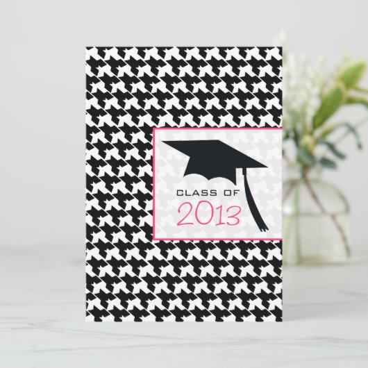 Houndstooth Class of 2013 Afstuderen Invitation Kaart (Staand voorkant)