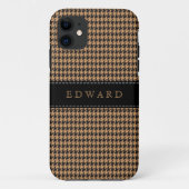 Houndstooth Classic personaliseer Hoesje Brown | Z (Achterkant)