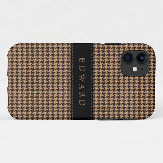 Houndstooth Classic personaliseer Hoesje Brown | Z (Achterkant (horizontaal))