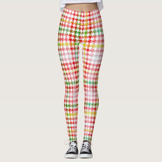 Houndstooth Classic Red Green Yellow Pset Leggings (Voorkant)