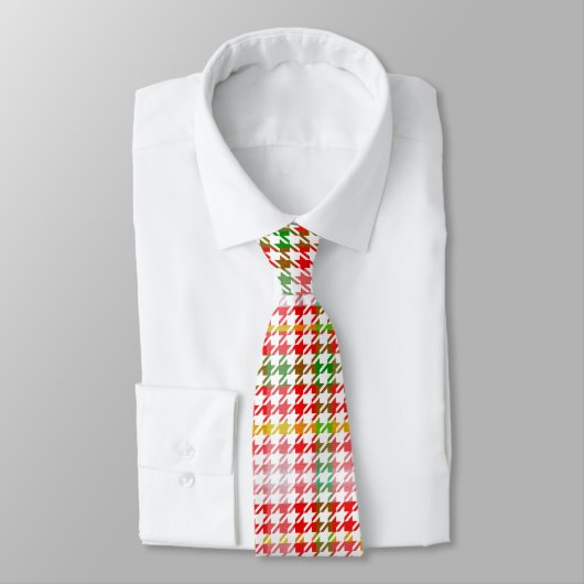 Houndstooth Classic Red Green Yellow Pset Stropdas (Gebonden)