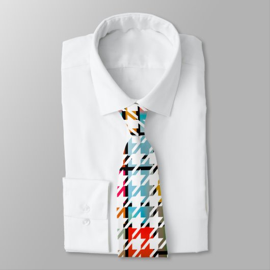 Houndstooth Colorful Abstract modern Art Pattern. Stropdas (Gebonden)