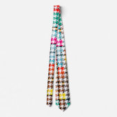 Houndstooth Colorful Abstract modern Art Pattern. Stropdas (Achterkant)
