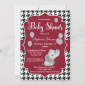 Houndstooth Elephant Baby shower Invitation Kaart (Voorkant)