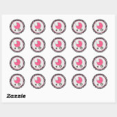 Houndstooth en Roze Baby Carriage Sticker (Vel)