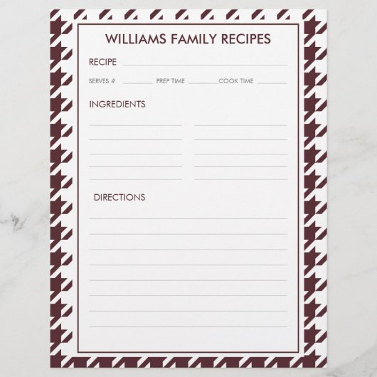 Houndstooth familienaam Recept invoegen (Voorkant)