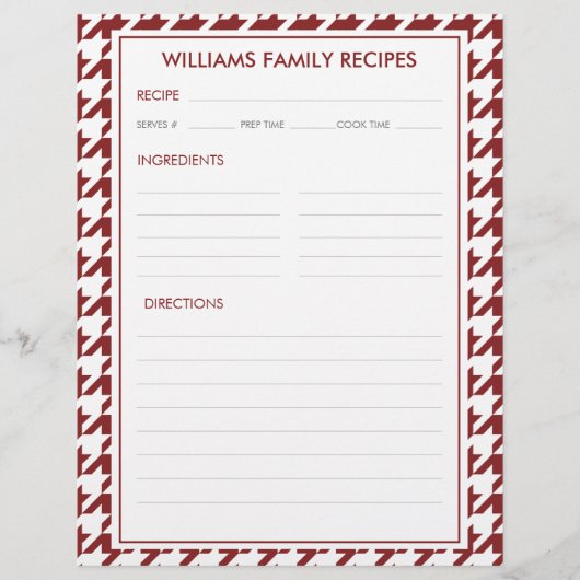 Houndstooth familienaam recept invoegen (Voorkant)