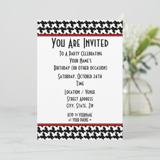 Houndstooth-feestuitnodiging Kaart (Staand voorkant)