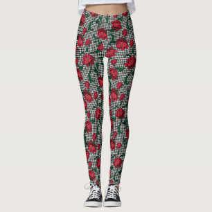 Houndstooth Flowers Leggings