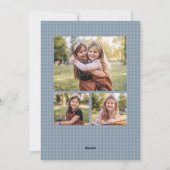 Houndstooth frame light blue Christmas photo Feestdagenkaart (Achterkant)