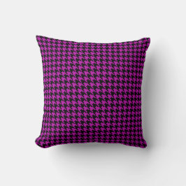Houndstooth fuchsia en zwart reversibel kussen