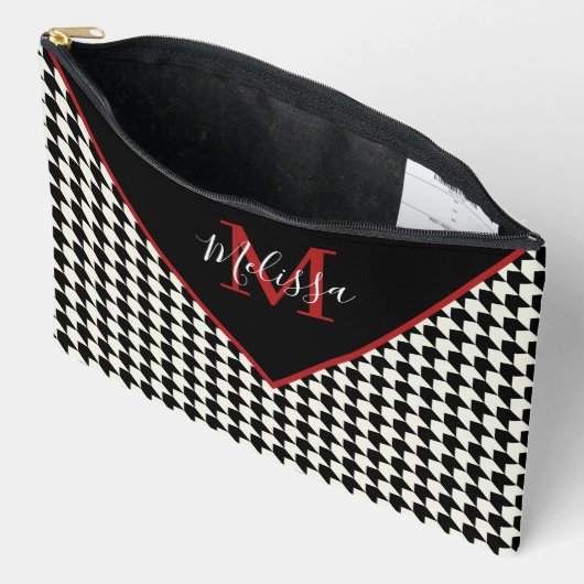 Houndstooth-gepersonaliseerde canvas tas (Open)