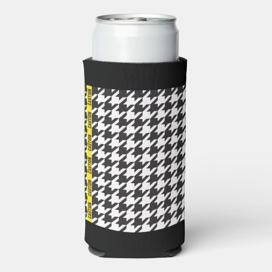 Houndstooth Gewikkeld in Voorzichtigheid Seltzer Blikjeskoeler (Seltzer Achterkant)