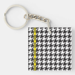 Houndstooth Gewikkeld in Voorzichtigheid Sleutelhanger