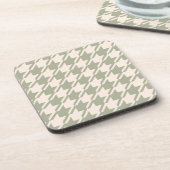 Houndstooth Green+Cream LG Patroon Bier Onderzetter (Linkerzijde)