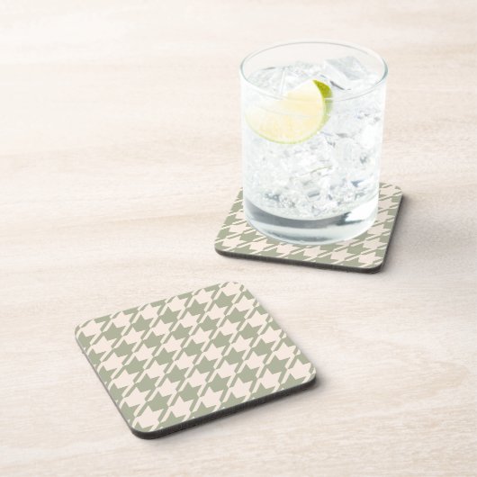 Houndstooth Green+Cream LG Patroon Bier Onderzetter (Rechterzijde)