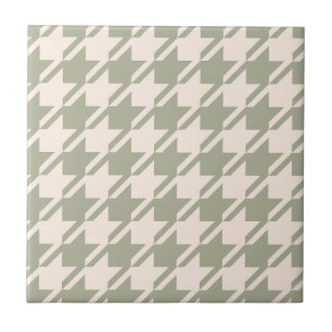 Houndstooth Green+Cream LG Patroon Tegeltje