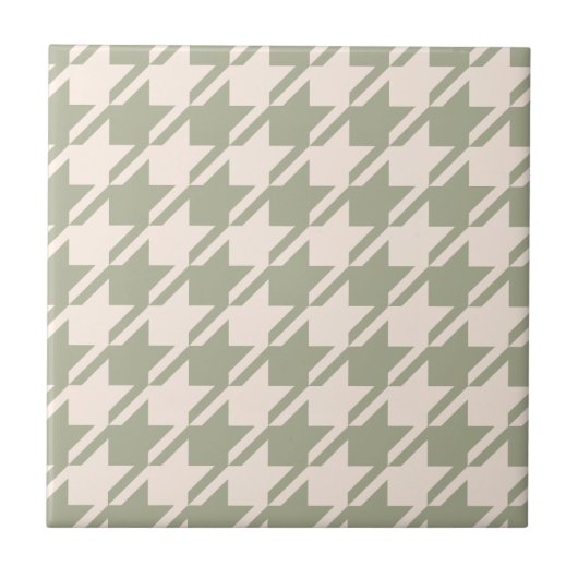 Houndstooth Green+Cream LG Patroon Tegeltje (Voorkant)