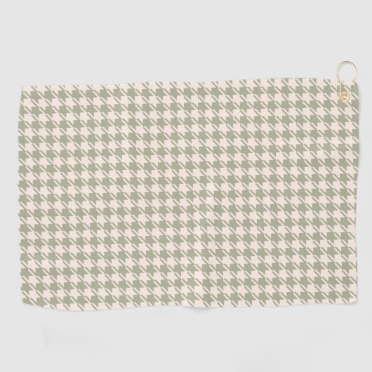 Houndstooth Green+Cream Pattern Golfhanddoek (Horizontaal)