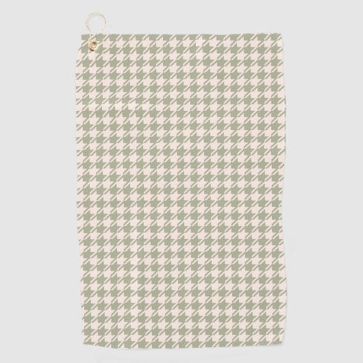 Houndstooth Green+Cream Pattern Golfhanddoek (Voorkant)