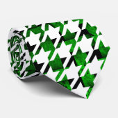 Houndstooth Green en Black Toned Pattern Stropdas (Opgerold)