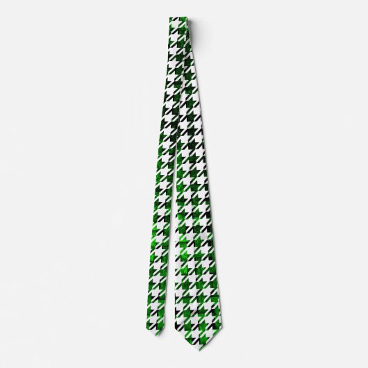 Houndstooth Green en Black Toned Pattern Stropdas (Achterkant)