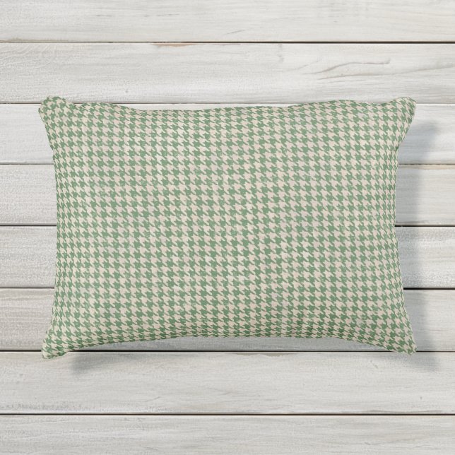 Houndstooth Green Pattern Buitenkussen (Voorkant)