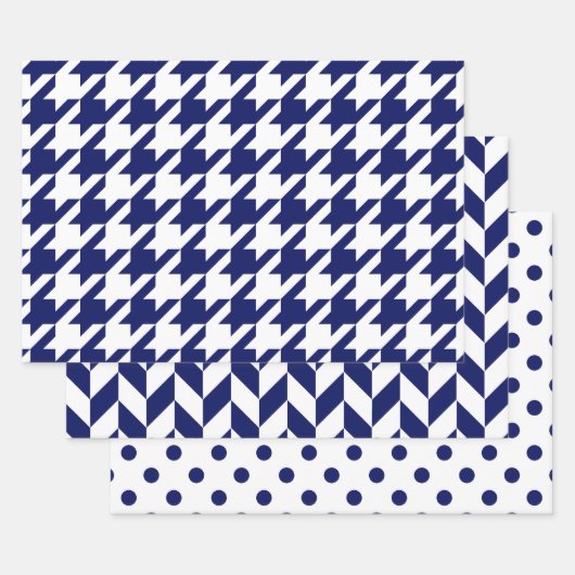 Houndstooth, Herringbone, Dot DIY-kleuren WhBlue Inpakpapier Vel (Set)