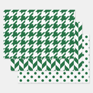 Houndstooth, Herringbone, Stippen DIY Kleuren Wht  Inpakpapier Vel