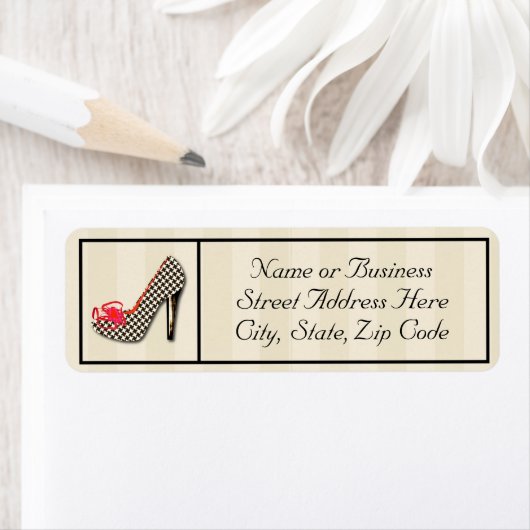 Houndstooth hoge hak retour adreslabels etiket (Insitu)