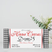 Houndstooth Holiday Cocktail Invitaties Kaart (Staand voorkant)