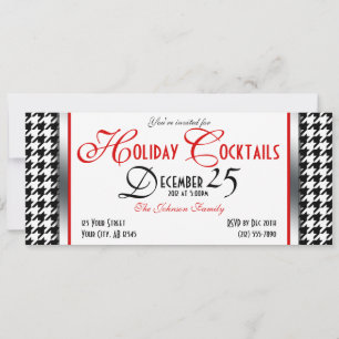 Houndstooth Holiday Cocktail Invitaties Kaart