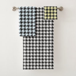 Houndstooth in zwart & [aangepaste kleur] bad handdoek