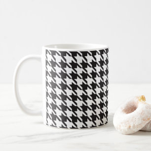 Houndstooth in zwart & [aangepaste kleur] koffiemok