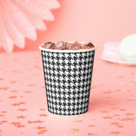 Houndstooth in zwarte en [aangepaste kleur] Papier Papieren Bekers