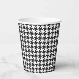 Houndstooth in zwarte en [aangepaste kleur] Papier Papieren Bekers